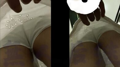 无人后继49白色宽松连衣裙掀裙抄底